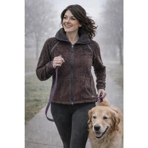 Athleta Cozy Brown Fleece Jacket with Full Zip